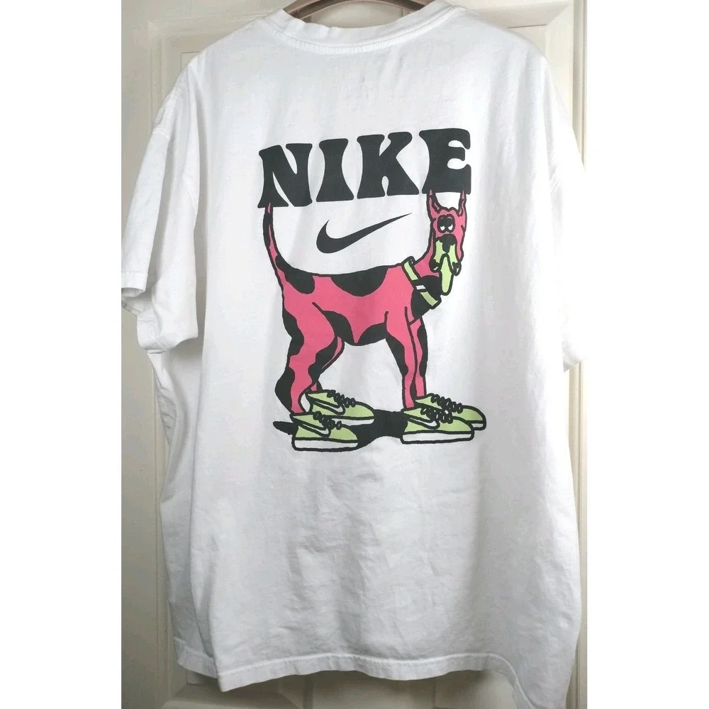 Nike SB Dunk Dog Graphic T-Shirt White Pink Men's Size 2XL XXL Loose Fit